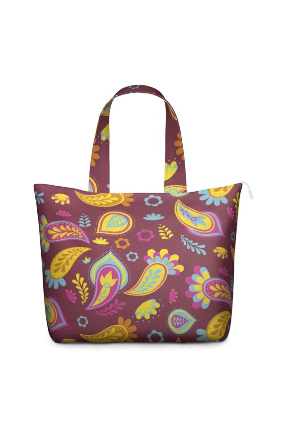 Vintage Antique Paisley Design Travel Bag - 3 Elastic Pockets for Organization