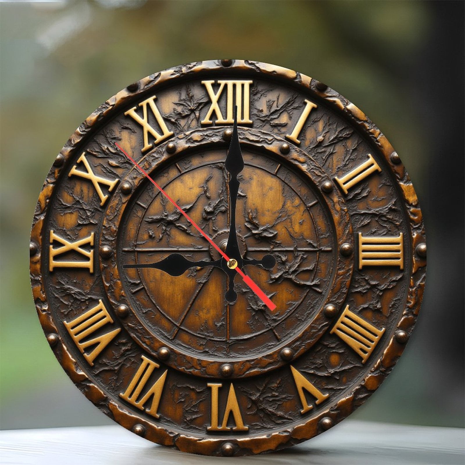 Vintage Antique Round Wall Clock Decor for Home 10-Inch Silent Wooden ...