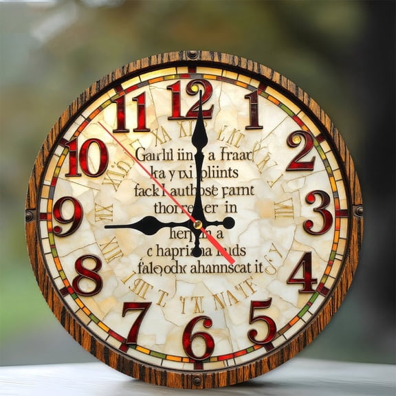 Vintage Antique Round Wall Clock Unique Design 10-Inch Silent Wooden Wall Clock, Battery Operated (AA Batteries Not Included), Artistic Home Decor