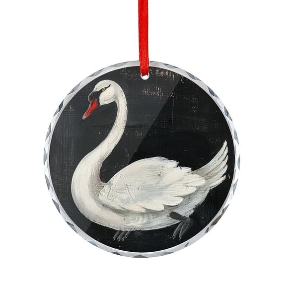 Vintage Antique Swan Watercolor Crystal Glass Christmas Ornament for Home Office Xmas Tree Decor Vintage Antique Swan Watercolor Crystal Ornament 2025