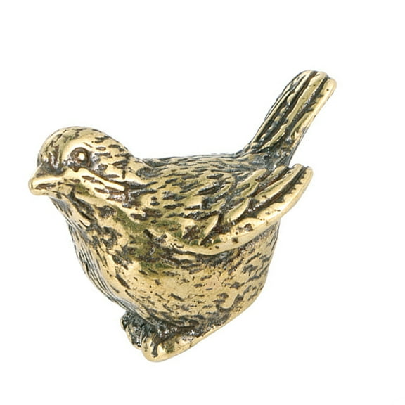 Vintage Antiqued Brass Sparrow Bird Miniature Statuette Detailed Metalwork Art Piece Traditional Homes Decoration Gift