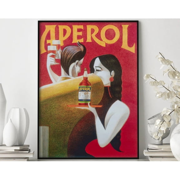 Vintage Aperol Poster Art Couple Dancing Bar Decor, Unframed Paper Poster 8x10in