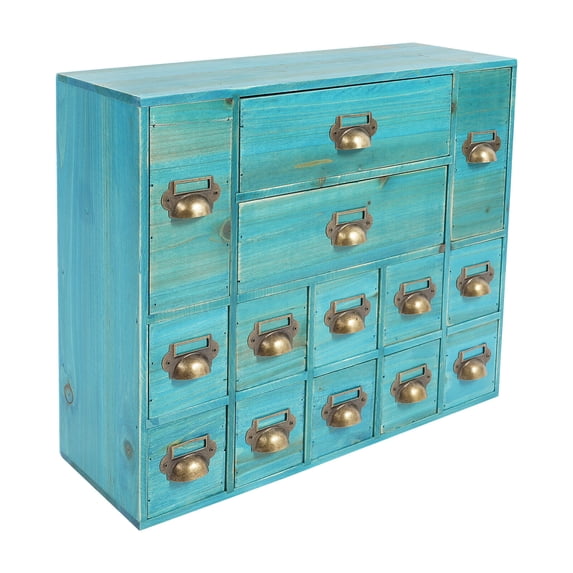 Vintage Apothecary Cabinet Dressers Label Holder Wooden 16 Drawers Organizer