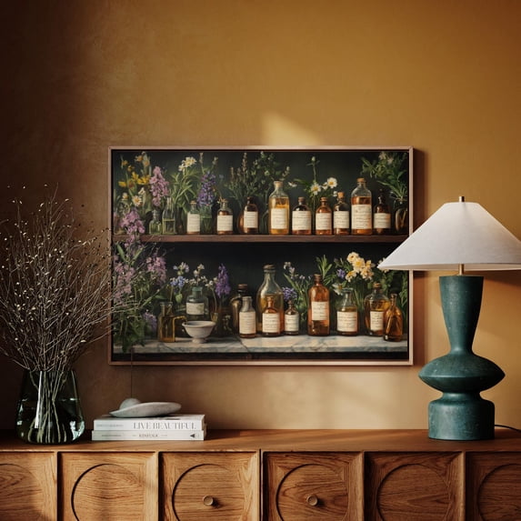 Vintage Apothecary Wall Art, Herbal Medicine Decor, Dark Academia Botanical Print, Cottagecore Pharmacy Poster, Rustic Herbalist Gift Wall Art, Modern Wall Decor, 16x24 UNFRAMED