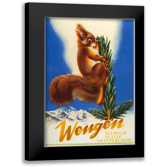 Vintage Apple Collection 10x14 Black Modern Framed Museum Art Print Titled - Squirrel