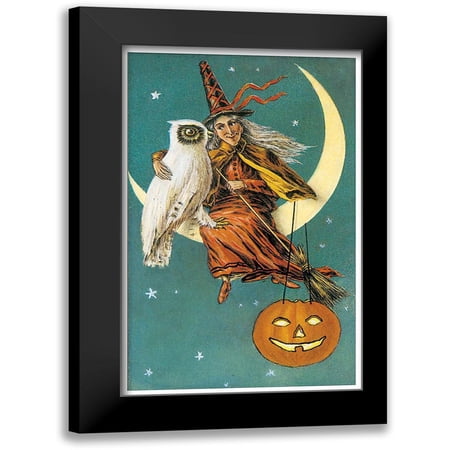 Vintage Apple Collection 10x14 Black Modern Framed Museum Art Print Titled - Witch Owl.tif