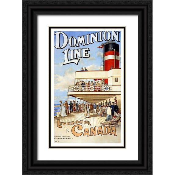 Vintage Apple Collection 10x14 Black Ornate Wood Framed with Double Matting Museum Art Print Titled - Dominion Line Liverpool