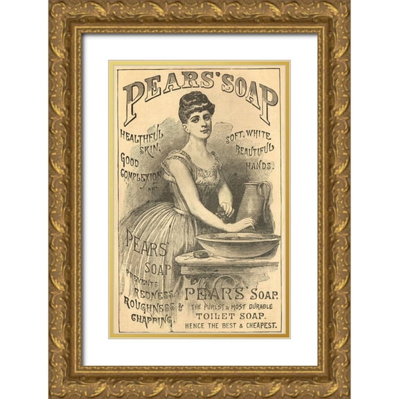Vintage Apple Collection 10x14 Gold Ornate Wood Framed with Double Matting Museum Art Print Titled - Pears Soap Washbowl