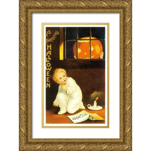 Vintage Apple Collection 10x14 Gold Ornate Wood Framed with Double Matting Museum Art Print Titled - Thrilling Ii Halloween.tif