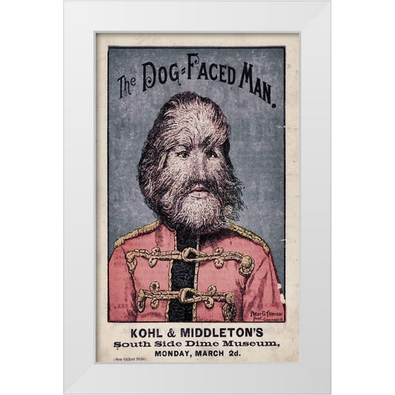 Vintage Apple Collection 10x14 White Modern Wood Framed Museum Art Print Titled - Dog-Faced Man