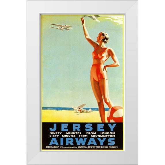 Vintage Apple Collection 10x14 White Modern Wood Framed Museum Art Print Titled - Jersey Airways Great Britain