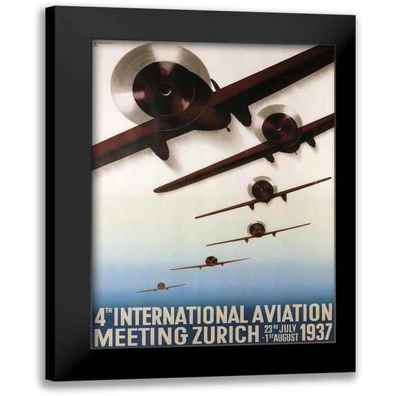 Vintage Apple Collection 11x14 Black Modern Framed Museum Art Print Titled - Aviation Zurich