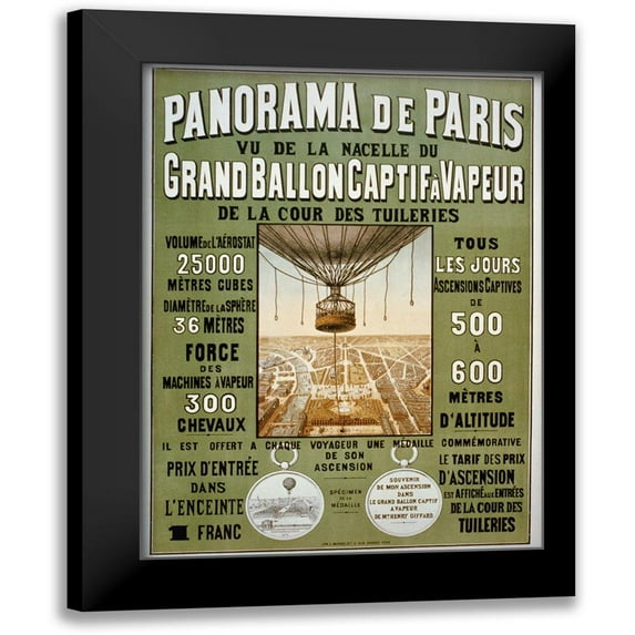 Vintage Apple Collection 11x14 Black Modern Framed Museum Art Print Titled - Panorama de Paris