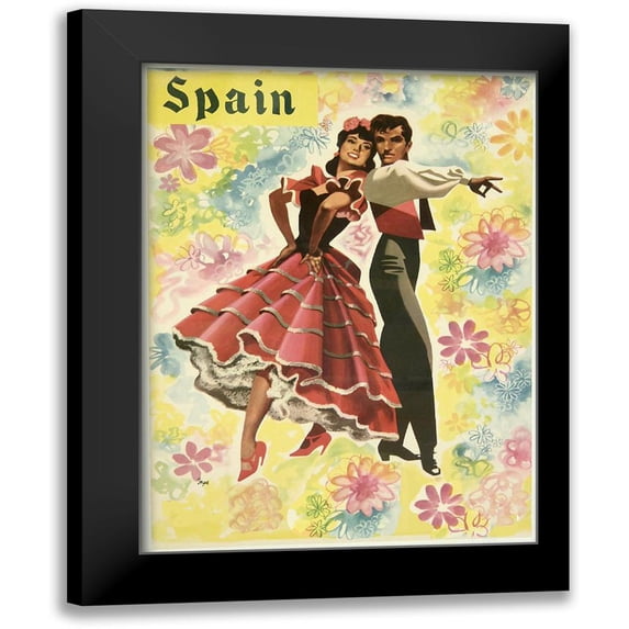 Vintage Apple Collection 11x14 Black Modern Framed Museum Art Print Titled - Spain and Flowers