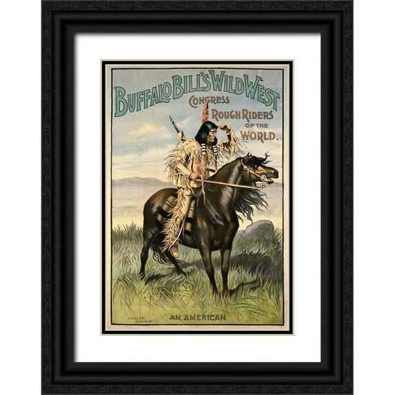 Vintage Apple Collection 11x14 Black Ornate Wood Framed with Double Matting Museum Art Print Titled - Buffalo Bills Wild West VI