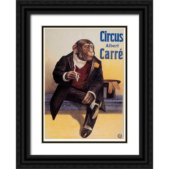 Vintage Apple Collection 11x14 Black Ornate Wood Framed with Double Matting Museum Art Print Titled - Carre Circus Chimp