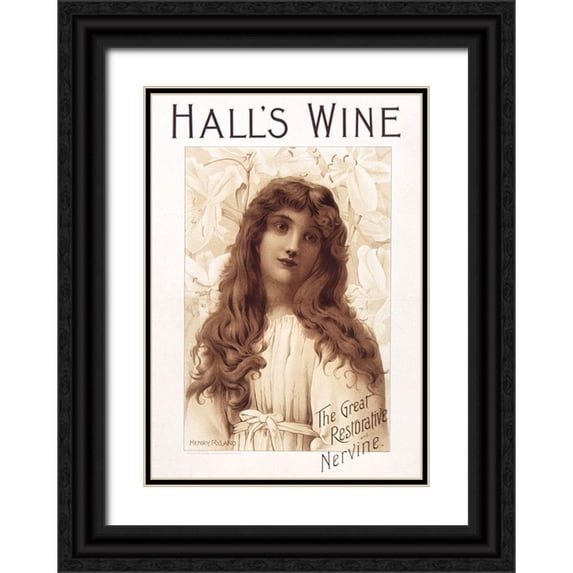 Vintage Apple Collection 11x14 Black Ornate Wood Framed with Double Matting Museum Art Print Titled - Halls Wine