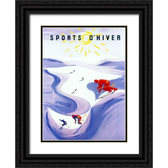 Vintage Apple Collection 11x14 Black Ornate Wood Framed with Double Matting Museum Art Print Titled - Sports D‘Hiver