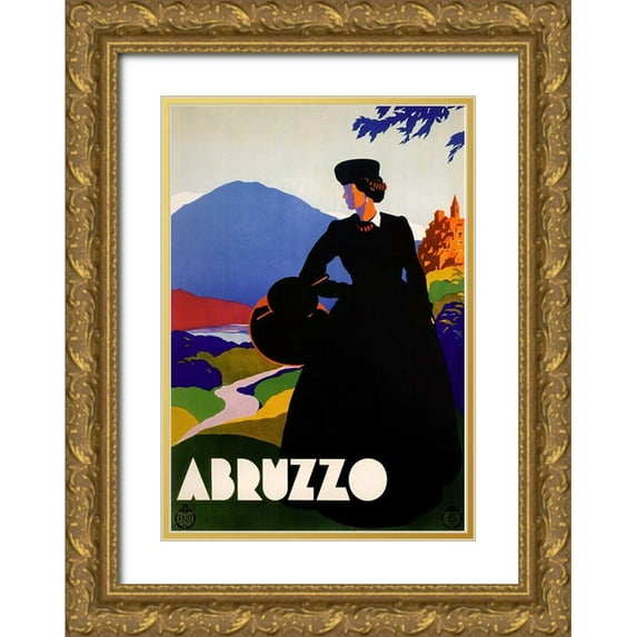 Vintage Apple Collection 11x14 Gold Ornate Wood Framed with Double Matting Museum Art Print Titled - Abruzzo-Blackdress