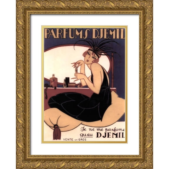 Vintage Apple Collection 11x14 Gold Ornate Wood Framed with Double Matting Museum Art Print Titled - Art Deco Girl
