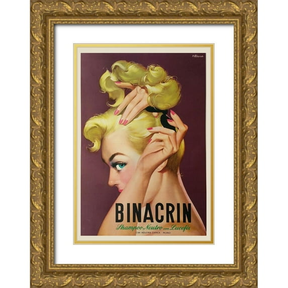 Vintage Apple Collection 11x14 Gold Ornate Wood Framed with Double Matting Museum Art Print Titled - Glamour Shampoo