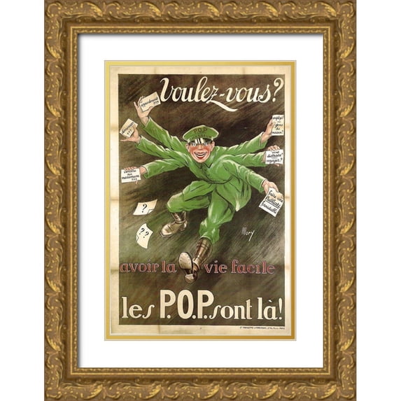 Vintage Apple Collection 11x14 Gold Ornate Wood Framed with Double Matting Museum Art Print Titled - La Vie Facile