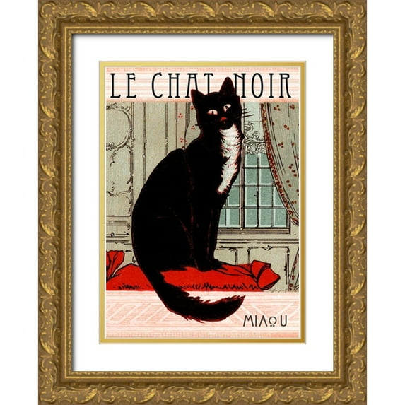 Vintage Apple Collection 11x14 Gold Ornate Wood Framed with Double Matting Museum Art Print Titled - Le Chat Noir 1