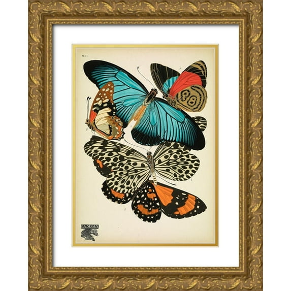 Vintage Apple Collection 11x14 Gold Ornate Wood Framed with Double Matting Museum Art Print Titled - Papillons_11