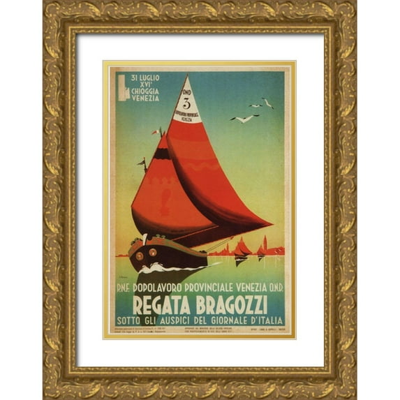 Vintage Apple Collection 11x14 Gold Ornate Wood Framed with Double Matting Museum Art Print Titled - Regata Bragozzi