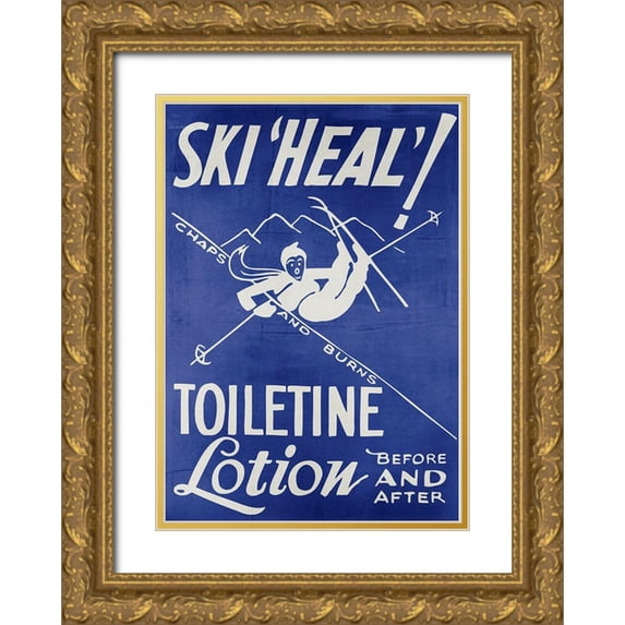 Vintage Apple Collection 11x14 Gold Ornate Wood Framed with Double Matting Museum Art Print Titled - Ski Heal