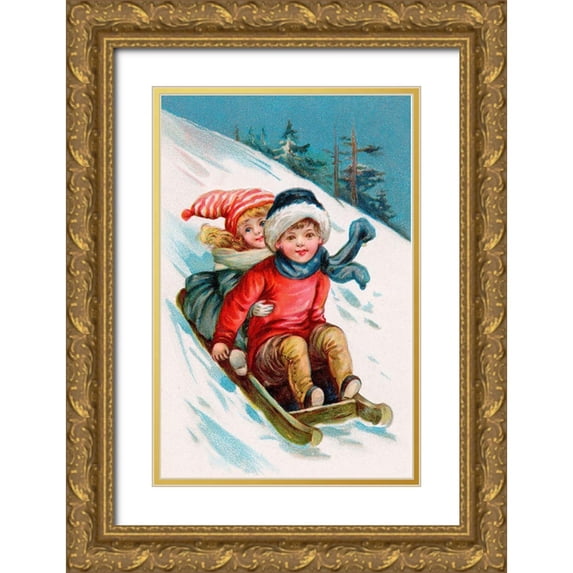 Vintage Apple Collection 11x14 Gold Ornate Wood Framed with Double Matting Museum Art Print Titled - Vintage Xmas 1