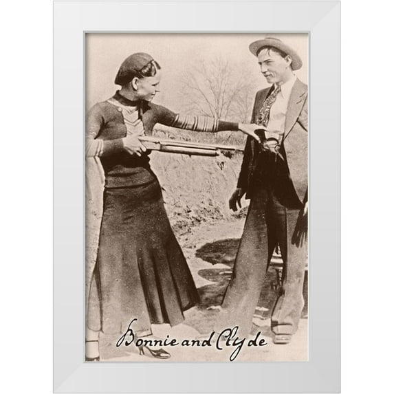 Vintage Apple Collection 11x14 White Modern Wood Framed Museum Art Print Titled - Bonnie And Clyde I