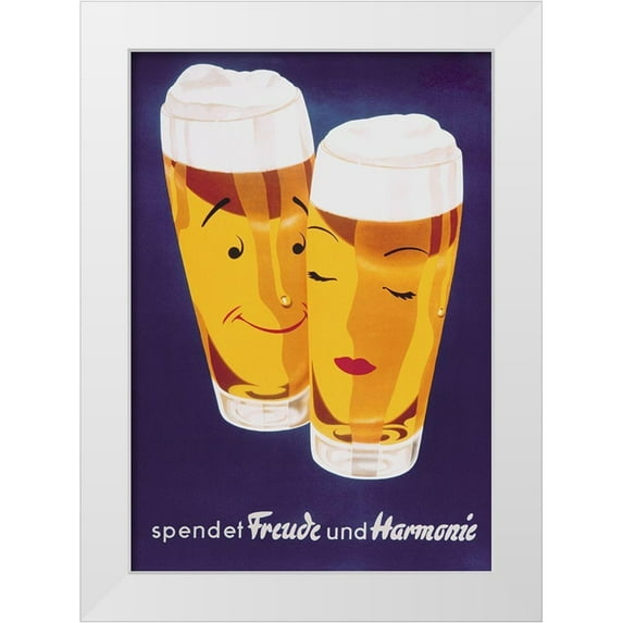 Vintage Apple Collection 11x14 White Modern Wood Framed Museum Art Print Titled - Female Male Beer