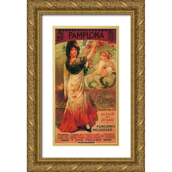 Vintage Apple Collection 11x18 Gold Ornate Wood Framed with Double Matting Museum Art Print Titled - Pamplona I