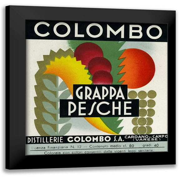 Vintage Apple Collection 12x12 Black Modern Framed Museum Art Print Titled - Grappa Pesche