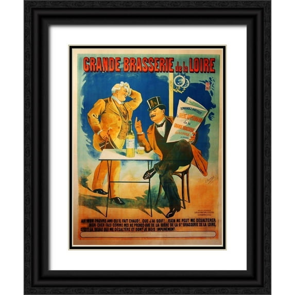 Vintage Apple Collection 12x14 Black Ornate Wood Framed with Double Matting Museum Art Print Titled - Grande Brasserie de La Loire