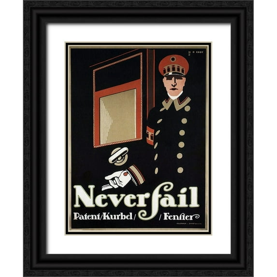 Vintage Apple Collection 12x14 Black Ornate Wood Framed with Double Matting Museum Art Print Titled - Never Fail