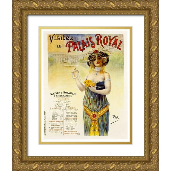 Vintage Apple Collection 12x14 Gold Ornate Wood Framed with Double Matting Museum Art Print Titled - Palais Royal