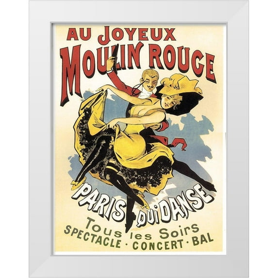 Vintage Apple Collection 12x14 White Modern Wood Framed Museum Art Print Titled - Au Joyeaux Moulinrouge