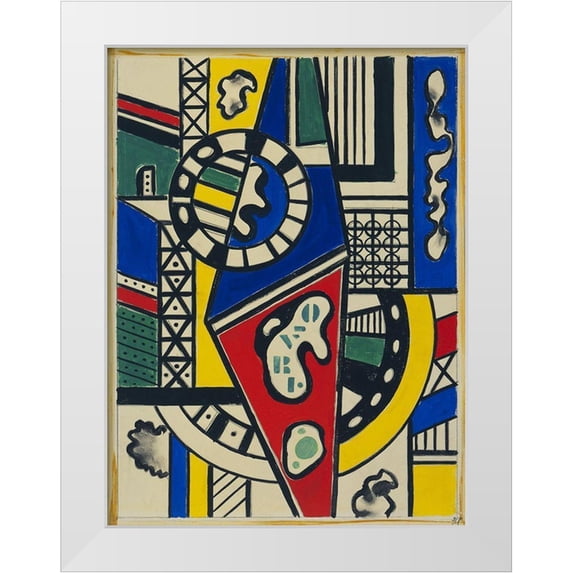 Vintage Apple Collection 12x14 White Modern Wood Framed Museum Art Print Titled - Fernand Léger - Study for Cinematic Mural-Study VII