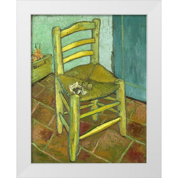 Vintage Apple Collection 12x14 White Modern Wood Framed Museum Art Print Titled - Van Gogh-Vincents Chair with His Pipe