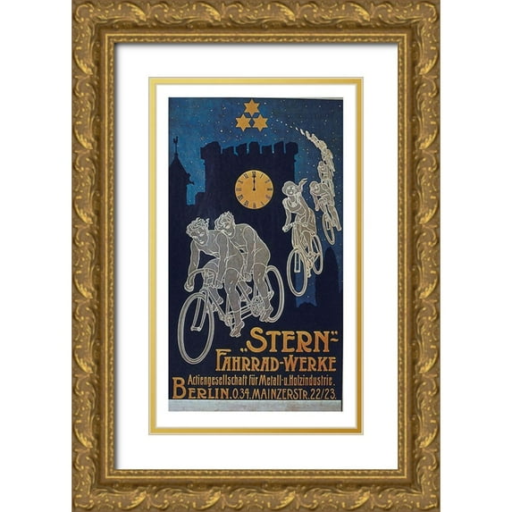 Vintage Apple Collection 12x18 Gold Ornate Wood Framed with Double Matting Museum Art Print Titled - Bike 46