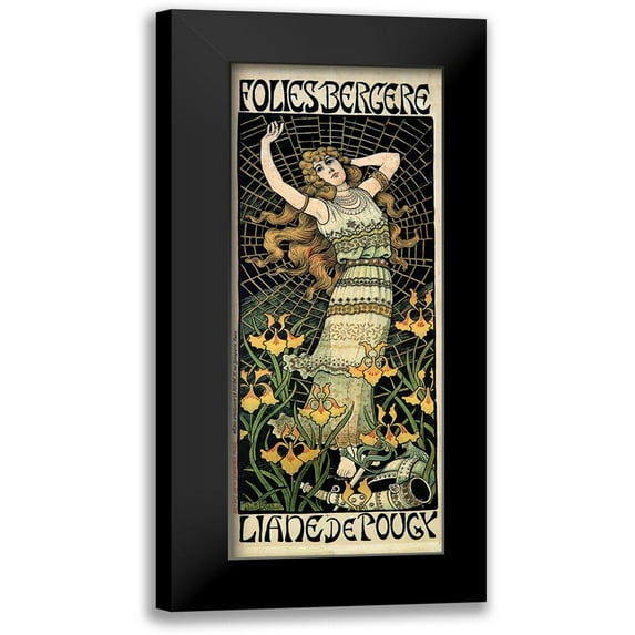 Vintage Apple Collection 12x24 Black Modern Framed Museum Art Print Titled - Berthon Folies Bergere 1896