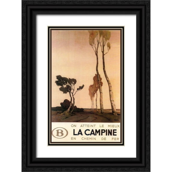 Vintage Apple Collection 13x18 Black Ornate Wood Framed with Double Matting Museum Art Print Titled - La Campine