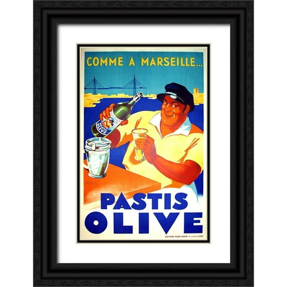Vintage Apple Collection 13x18 Black Ornate Wood Framed with Double Matting Museum Art Print Titled - Pastis Olive