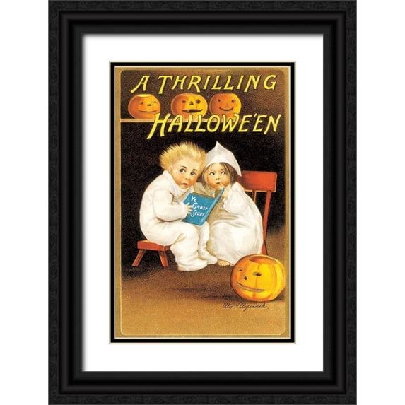 Vintage Apple Collection 13x18 Black Ornate Wood Framed with Double Matting Museum Art Print Titled - Thrilling Halloween.tif