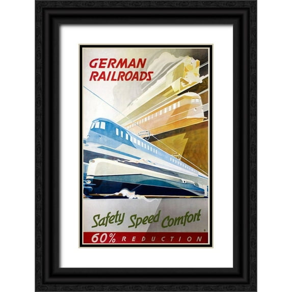 Vintage Apple Collection 13x18 Black Ornate Wood Framed with Double Matting Museum Art Print Titled - german_railroads