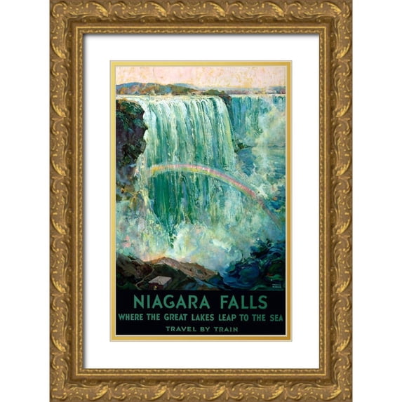 Vintage Apple Collection 13x18 Gold Ornate Wood Framed with Double Matting Museum Art Print Titled - Niagara Falls