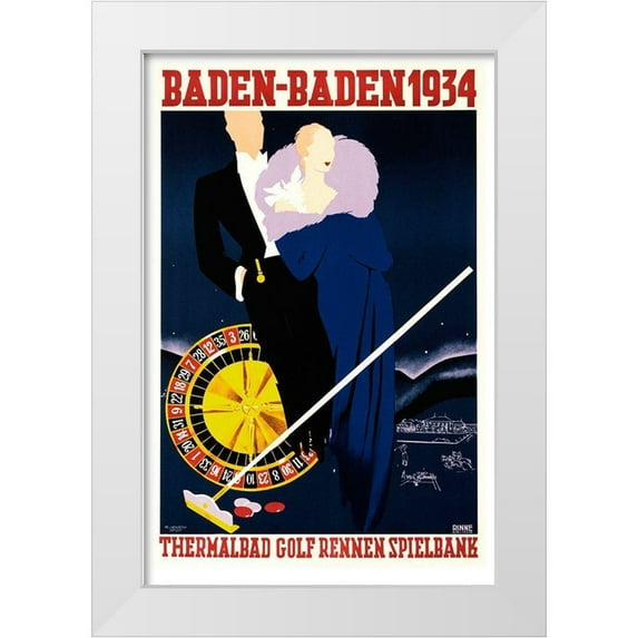 Vintage Apple Collection 13x18 White Modern Wood Framed Museum Art Print Titled - Badenbaden
