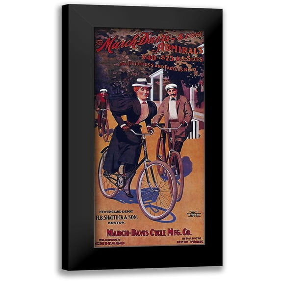 Vintage Apple Collection 13x24 Black Modern Framed Museum Art Print Titled - Bike 58